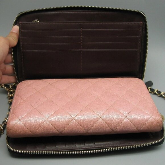 Vintage Chanel Black Caviar Leather Leather Long Bag Wallet - Picture 10 of 16